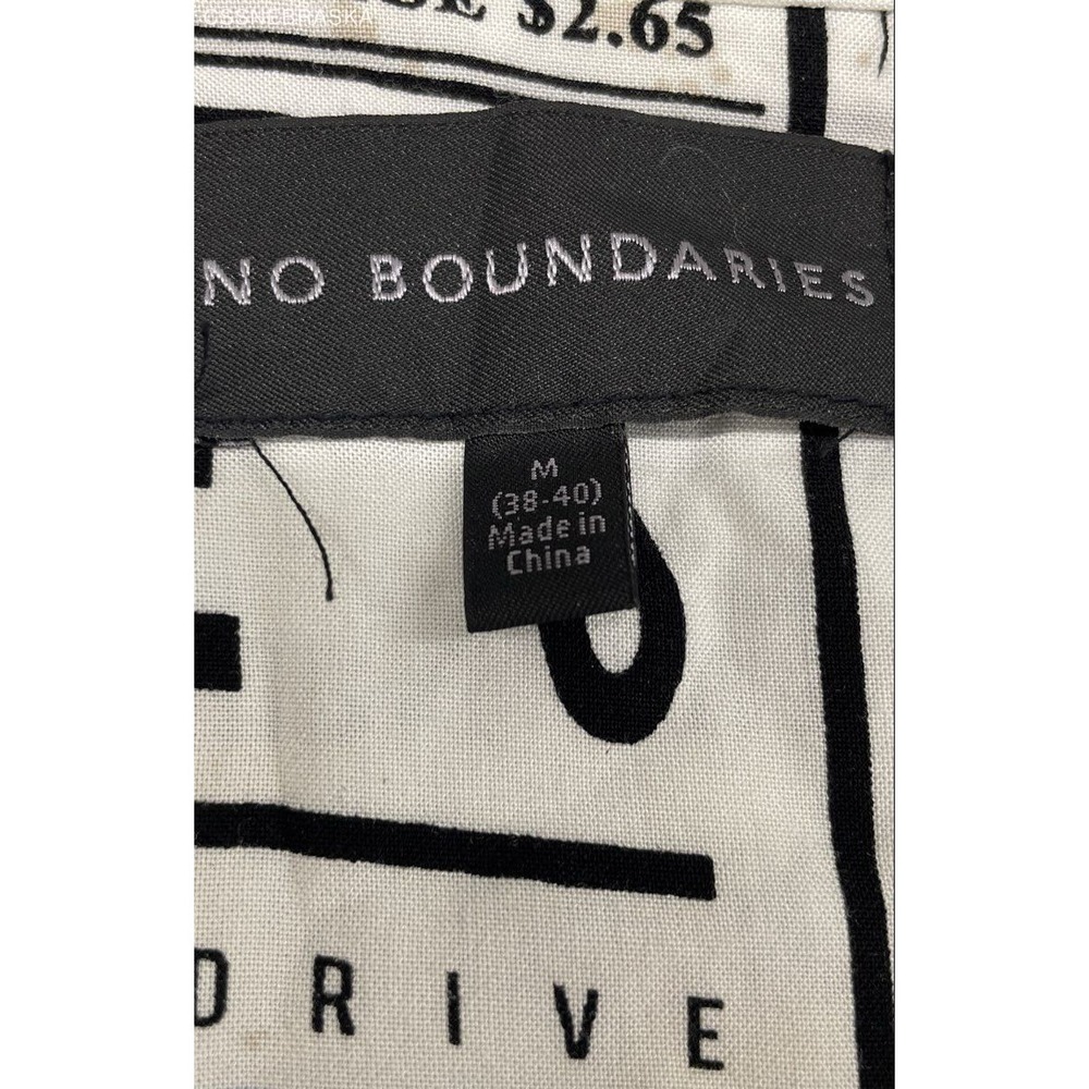 No Boundaries Men's Newspaper Print Rayon Button Down Shirt Palm Tree Car Sz M - Picture 2 of 10